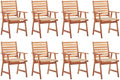 Patio Dining Chairs 8 pcs,Lawn Chair,Camping Chair,Garden Chair,Featuring Slatted Design,Waterproof Cushion,Each Cushion Features 2 Sets of Ropes, with Cushions Solid Acacia Wood