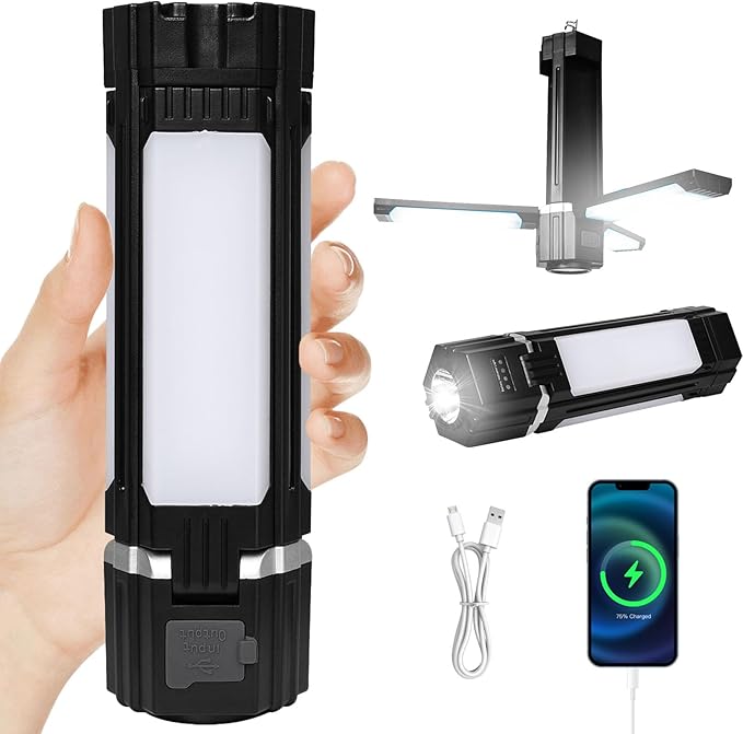 Rechargeable Lantern, Emergency Lights for Home Power Failure, Built-in 3000mAh Power Bank, 300LM, 5 Light Modes, IPX4 Waterproof for Hurricane Emergency, Outages, Camping Gear