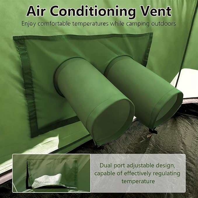 Bell Yurt Tent with Stove Jack, Waterproof Luxury 4 Season Tent 420D Oxford Cloth Green Glamping Tents for Family Outdoor Camping, Hunting, Party, All Year Living