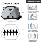 8-12Person Ice Fishing Tent with Stove Jack and Floor Portable ICES Fishings Shelter 420D Insulated Layer Oxford Cloth Hexagon Shanty Pop-Up Fish Tent for Winter Camping Fishing