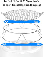 Fire Pit Accessory Kit Fit for Solo Stove Bonfire 19.5'' Fire Pit, Stainless Steel Fire Pit Stand and Grill Cooking Grate with Handle, Round Cooking Grill Grate for Outdoor BBQ Campfire Picnic Party