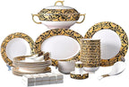 Vintage 56 Chinese Tableware, Bone China Bowls, Chopsticks, Plate Sets, Household Party Utensils