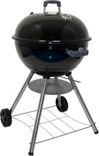 Megamaster 22" Deluxe Charcoal Barbecue Grill with Adjustable Air Vent, Built-In Temperature Gauge, 368 SQ. In Cooking Area, Storage Rack, Portable Grill for Camping, Picnics, and More - 810-23003