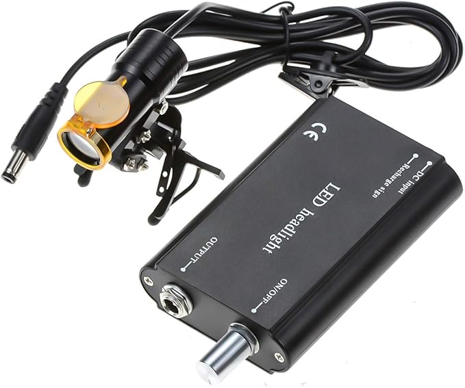 Superdental Protable LED Head Light Lamp for Binocular Loupe Metal Clip with Plastic Body for Fast Heat Dissipation (Black)