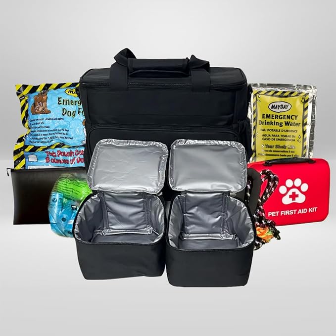 Entropy Survival Dog Emergency Kit – 72-Hour Disaster Preparedness Kit for Dogs with Pet First Aid, Emergency Food, Water Rations, Leash & Waste Bags | Hurricane Evacuation Kit for Dogs