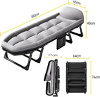 Cotton Linen Camping Cot, Space Saving Folding Bed for Adults, 6-Position Folding Chaise Lounge Chair for Indoor Outdoor
