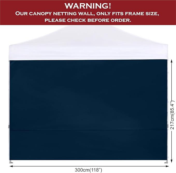 COOSHADE Instant Canopy SunWall 10x10 Canopy SideWall for Pop up Canopy Tent, 1 Pack Sidewall Only, Navy Blue