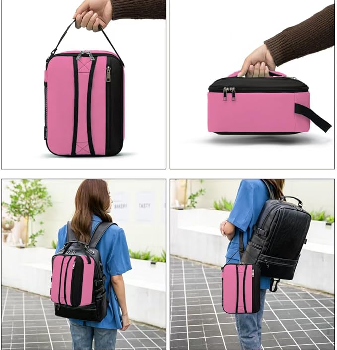 BEIMILY Lunch Box for Men Women Adults,Small Insulated Lunch Bag for Office Work Picnic,Reusable Portable Lunchbox,Soft Cooler Tote Bag(Pink)