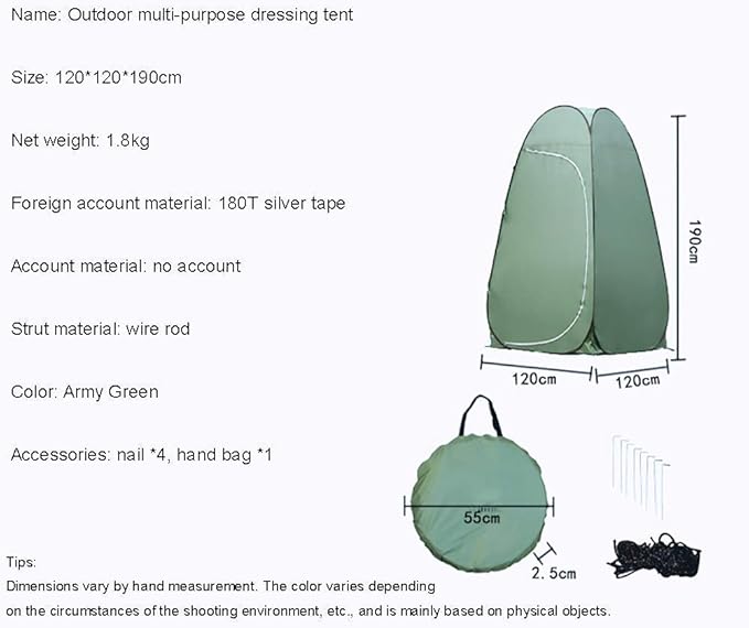Camping Tent,Shower Tent, Large Capacity Thickened Tent, Outdoor Shower Portable Privacy Tent Pop-up Room Camping Toilet Changing Room Folding Multifunctional Decorate