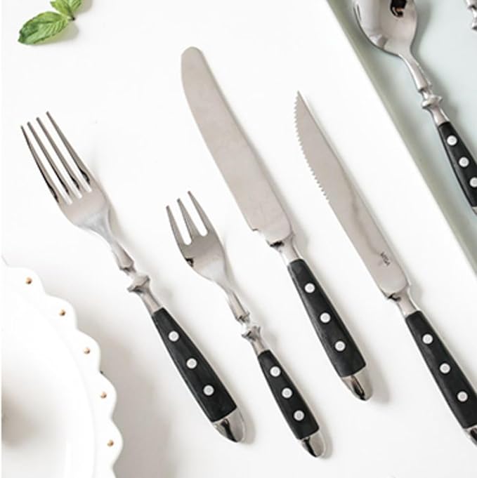 Durable 36 Piece Cutlery Set for 6 with Riveted Handles,Stainless Steel,Dishwasher Safe, Ideal for Camping, Hotels,Home