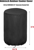 Outdoor Cooker Cover for ROVSUN 23" Concave Comal Set, Portable Waterproof Dustproof Turkey Fryer Cover for Discada Disc Cooker- 25.2”Dx31”H, Black