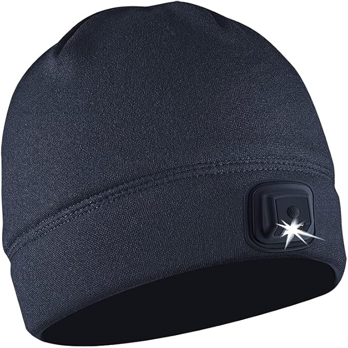 POWERCAP LED Hat Light 150 Lumens Rechargeable Fleece Beanie with Bright Built-in Headlamp Waterproof LED Warm One Size Cap
