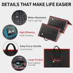 DOKIO 200W Portable Foldable Solar Panel Kit, Compact 20x26.4in Design 9.7lb with Standalone Controller and USB, Monocrystalline Charger for 12V Batteries, Power Stations, RV Camping Emergency Use
