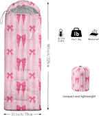 Colorful Bow Sleeping Bag, 3 Season Warm Cool Weather, Hand Drawn Bow Camping Sleeping Bag for Adult, Cute Bowknot Camping Backpacking for Outdoor Traveling Hiking Hunting Gear Equipment
