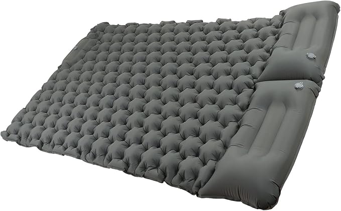 Camping Sleeping Pad Gray Waterproof Nylon Ergonomic Support Foot Press 60S Inflating Sleeping Mat for Outdoor Camping