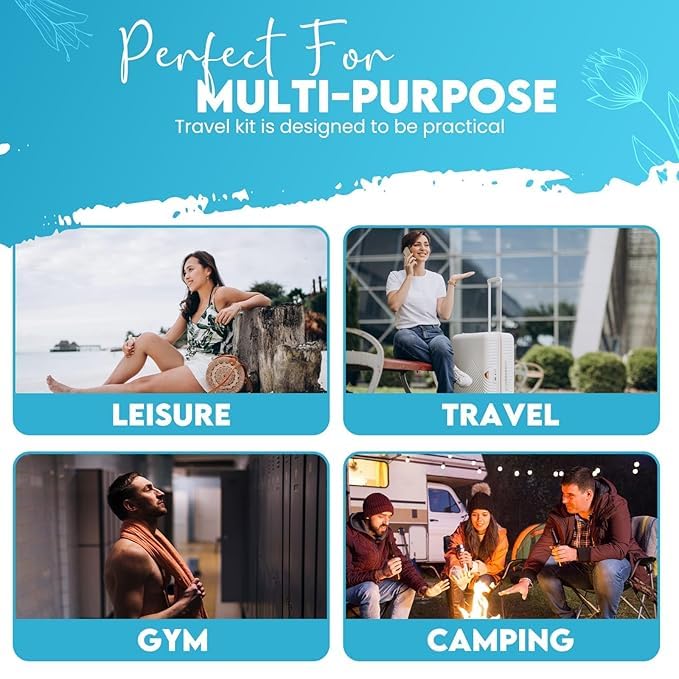 Compact Personal Shower Kit To-Go (Multi-Color) – Your Hygiene Companion for Travel, Gym, Camping | Shower on the Go | Shampoo, Soap, Towel. All in One (5)