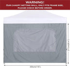 COOSHADE Instant Canopy SunWall 10x10 Canopy SideWall for Pop up Canopy Tent, 1 Pack Sidewall with Mesh Window Only, Grey