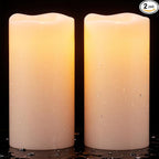 Wondise Solar Powered Candles IP65 Outdoor Waterproof Rechargeable LED Candles Battery Operated Dusk to Dawn Plastic for Camping Patio Porch Lanterns(2 Pack, 4" D x 8" H)