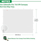 Sidewalls for 10x10 Pop Up Canopy, 210D Polyester Waterproof Canopy Sidewalls with UV Protection, Sunwall Only (Dusk Gray, 10 * 10ft 3PCS)