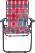 MOUNTAIN SUMMIT GEAR Retro Webbed Camping Chair - Lightweight, Foldable, Durable Steel Frame, 300lb Capacity, Vintage Red/White/Blue Stripes by Caddis Sports