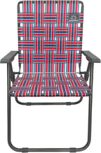 MOUNTAIN SUMMIT GEAR Retro Webbed Camping Chair - Lightweight, Foldable, Durable Steel Frame, 300lb Capacity, Vintage Red/White/Blue Stripes by Caddis Sports