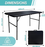 4FT Plastic Folding Table - Lightweight & Portable for Camping, Picnic, Card Games - Indoor Outdoor Foldable Dining & Utility Table (Black-2set)
