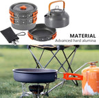 Camping Cookware Kit Outdoor Aluminum Cooking Set Water Kettle Pan Pot Travelling Hiking Picnic BBQ Tableware Equipment