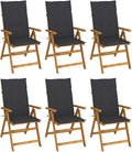 Folding Patio Chairs,Bistro Chair,Patio Funiture,Lawn Chairs,Armchair,Beach Chair,Camp Chair,Coffee Chair,for Outdoor,Fire Pit,Deck,Lawn,Outside,Garden, 6 pcs with Cushions Solid Acacia Wood