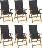 Folding Patio Chairs,Bistro Chair,Patio Funiture,Lawn Chairs,Armchair,Beach Chair,Camp Chair,Coffee Chair,for Outdoor,Fire Pit,Deck,Lawn,Outside,Garden, 6 pcs with Cushions Solid Acacia Wood