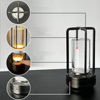 Portable Metal Table Lamp for Indoor/Outdoor ,Rechargeable Cordless LED Lamp, 3-Colour Infinitely Dimming Battery Powered Small Desk Lamp, Restaurant/Bedroom/Bar/Coffee Shop/Camping Light (Black)