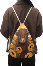 Upetstory Highland Cow Drawstring Backpack Cinch Gym Bags Storage Backpacks Sting Bag Casual Daypack PE Kit Sports Rucksack for Outdoor Hiking Cycling Camping Running