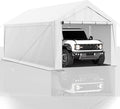10x20 FT Heavy Duty Carport Car Tent Car Canopy Storage Shed, Portable Garage with Removable Sidewalls & Doors All-Season Tarp for Car,Truck,SUV,Party White