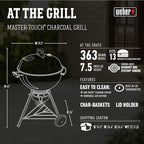 Weber Master-Touch Charcoal Grill, 22-Inch, Deep Ocean Blue – Premium Outdoor BBQ Grill with Tuck-Away Lid Holder & One‑Touch™ Cleaning System, Porcelain‑Enameled Kettle
