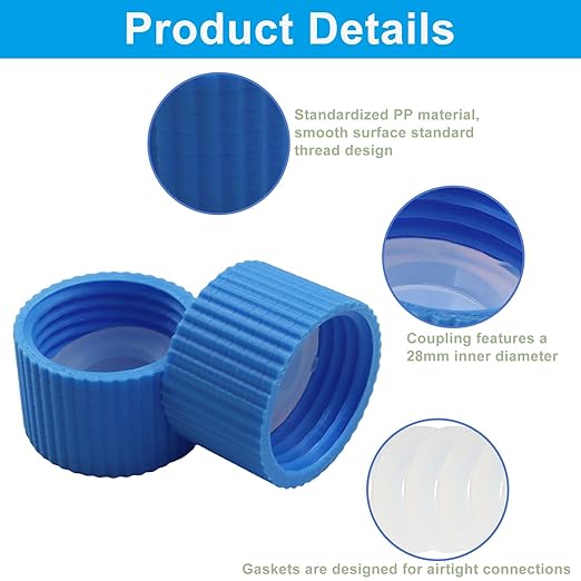 2 Pcs Water Filter Coupling with 10 Pcs Filter Cleaning Gasket with Seal Kit, Compatible 28mm External Threaded Water Filters Standard Plastic Bottles for Hiking/Camping