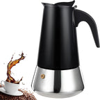 2 Cup Stovetop Espresso Maker Stainless Steel Moka Pot Stove Top Percolator Italian Coffee Makers Capable Mocha Greca Machine Cafe Classic Induction Cookers for Home and Camping 100ml 3.3oz