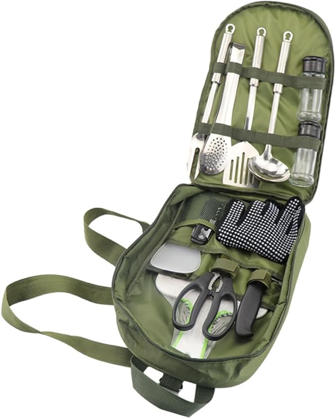 Outdoor Camping Cutlery Kit Portable Camping Tableware Set Bag Sturdy and Tools for Hiking