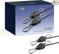 VIPARSPECTRA Retractable Heavy Duty Ratchet Tie Down Straps [12 Pack, 8ft, 75lbs/Pack], Rope Pulley System with Carabiner Hook Rope Adjuster for Hanging Plants/Grow Light/Tents Various Tie-Down Uses