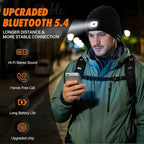 Bluetooth Beanie Hat with Light for Men, LED Beanie with Light Rechargeable, Headlamp Cap Wireless Headphones Built-in Speaker Mic Christmas Gifts for Teens Stocking Stuffers for Men Dad (Gray)
