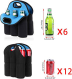 Hipiwe 6 Pack Bottle Can Carrier Tote Insulated Neoprene Baby Bottle Cooler Bag Water Beer Bottle Holder for Travel with Secure Carry Handle