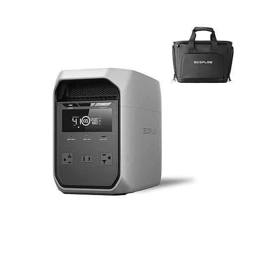 EF ECOFLOW Portable Power Station Delta 3 Classic with Waterproof Bag, 1024Wh LiFePO4 Battery, 1800W AC/100W USB-C Output, 1 Hr Fast Charge, Solar Generator for Home Backup, Outdoor & RVs