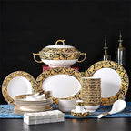 Vintage 56 Chinese Tableware, Bone China Bowls, Chopsticks, Plate Sets, Household Party Utensils