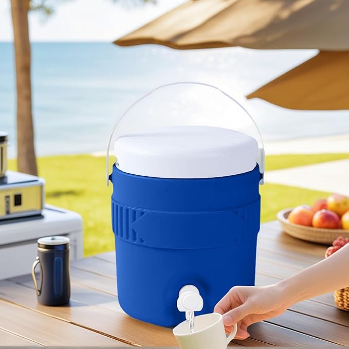 Nhdap 1 Gallon Portable Sports Cooler Water Drink Beverage Dispenser, Insulated Cooler Water Drink Dispenser with Spout Handle, Water Jug Cooler Dispenser for Outdoor Activities Fishing Camping (Blue)
