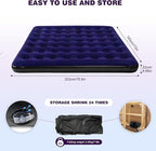 King Size Camping Air Mattress Bed with Air Pump,80"x 72"Thickened Portable Blow Up Inflatable Air Mattress,Travel Sleeping Bed Pad for Camping Home Hiking