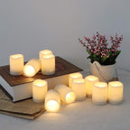 Wondise Waterproof Flameless Votive Candles with 6H Timer, Set of 12 Outdoor Battery Operated Candles Plastic LED Flickering Tealights Candles for Outdoor Garden Patio Home Summer Decor(1.5”D x 2”H)