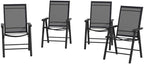 Folding Camping Chairs Set of 4, Portable Outdoor Chair with Armrests, Heavy Duty Steel Frame for Concerts, Fishing, Black