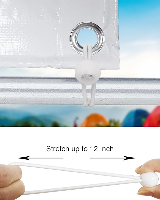 Ball Bungee Cords 100 Pcs, 6 Inch Bungee Cords with Balls, Small Bungee Cords Heavy Duty Outdoor, Bungee Balls for Tarp Tie Down Tarp Camping Tents (White)