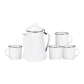 Stansport Enamel Percolator Coffee Pot & 4 Mug Set (11230-03), White