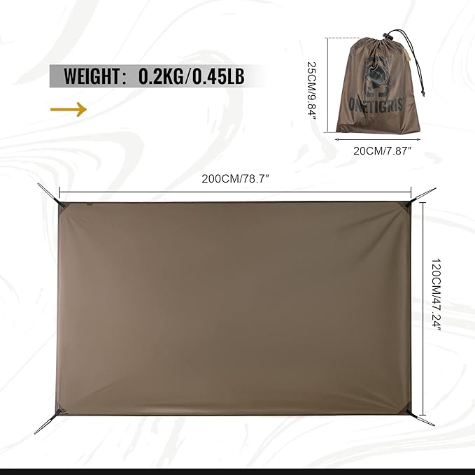 OneTigris 2 Person Footprint for Backpacking Tent, 2000mm Waterproof Rating, 78.7"x47.24"