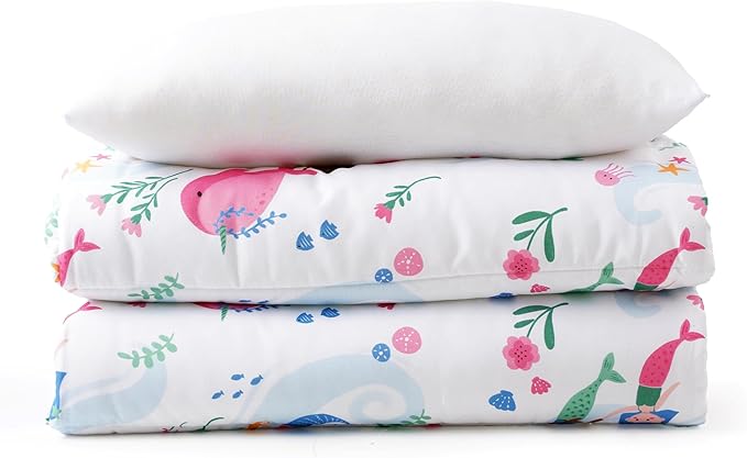 Bunnikins & Clover Toddler Nap Mat with Removable Pillow, Nap Mats for Preschool, Easy Clean Toddler Nap Pad for Kindergarten, Kids Sleeping Bag for Travel Camping
