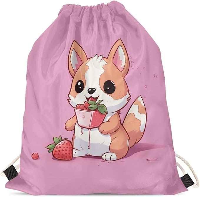 Upetstory Cute Corgi Dog Drawstring Backpack String Gym Drawstring Bag Foldable Sports Gym Drawstring Tote Bag Sack Pack for Outdoor Travel Hiking School Shopping